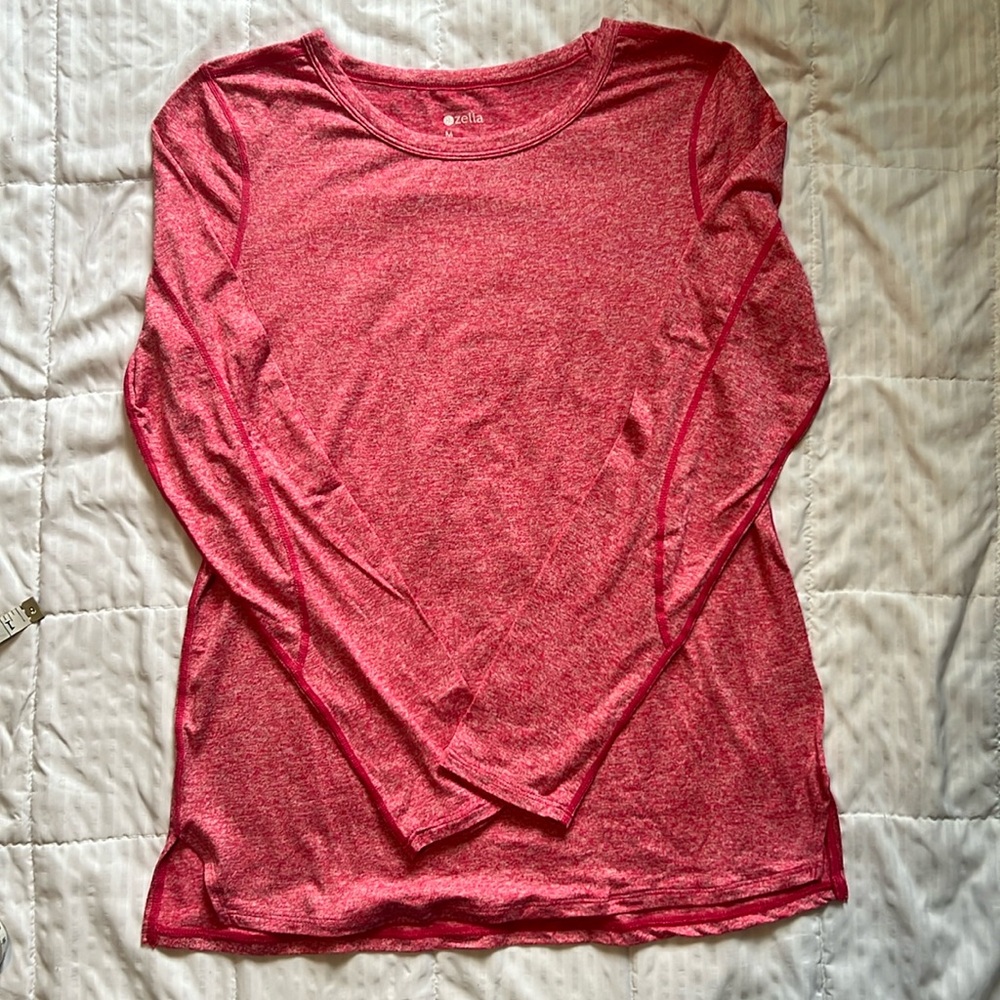 Zella Women's Long Sleeve Tee in Heathered Pink-Red